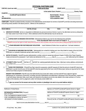 Texas Eviction Petition Form