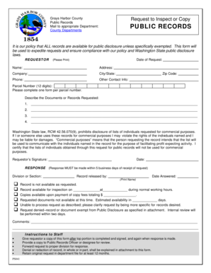 Grays Harbor County Public Records Request Form