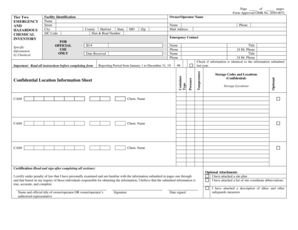 Tier Two Hazardous Chemical Inventory Form