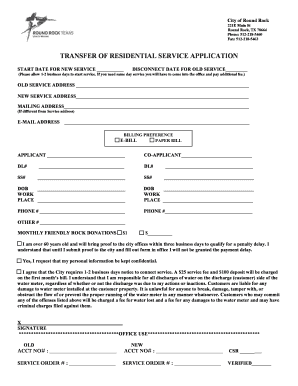 Timesheet towson - TRANSFER OF RESIDENTIAL SERVICE APPLICATION