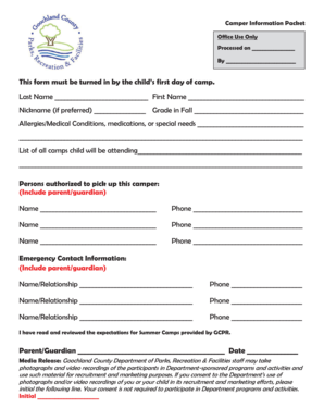 Camper Information Packet