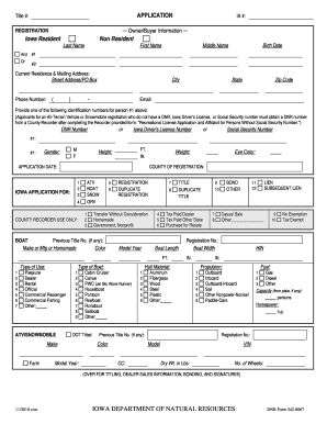 Iowa DNR Vehicle Registration Application