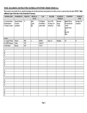 Toxic Hazardous Polluting Materials Inventory