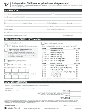 Independent Distributor Application and Agreement