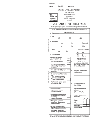 Lafayette Civil Service Employment Application