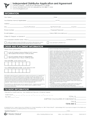 Independent Distributor Application and Agreement