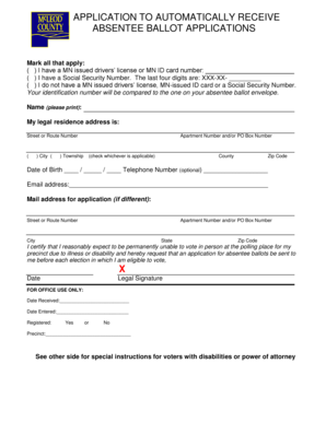 Minnesota Absentee Ballot Application