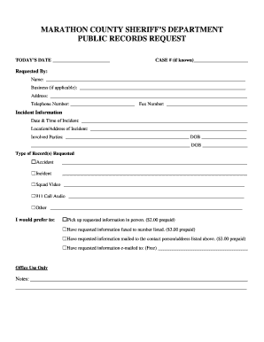 Marathon County Public Records Request Form