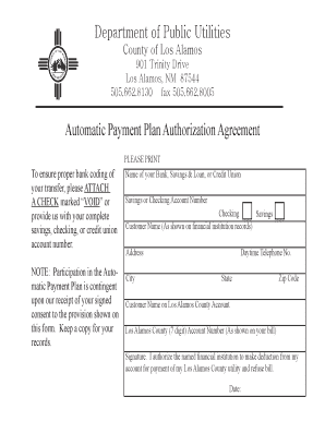 Automatic Payment Plan Authorization Agreement