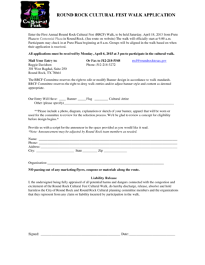 Standard operating procedure examples for small business - ROUND ROCK CULTURAL FEST WALK APPLICATION - roundrocktexas