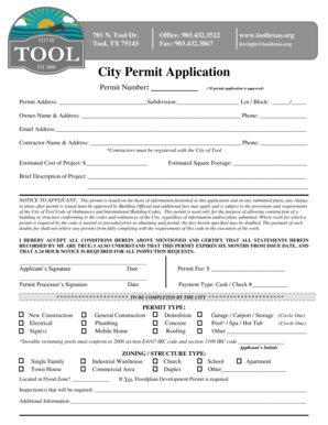 Notice to proceed - City Permit Application - tooltexas