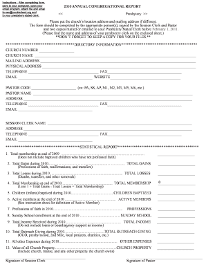 2010 Annual Congregational Report