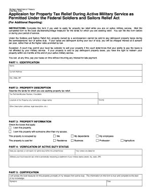 Michigan Property Tax Relief Application for Active Military