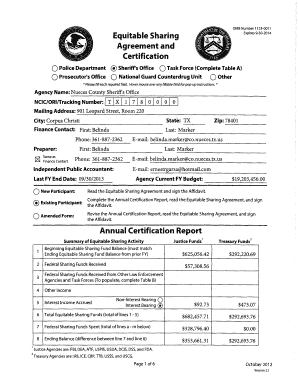 Equitable Sharing Agreement and Certification