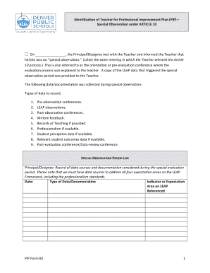 Teacher Professional Improvement Plan Form