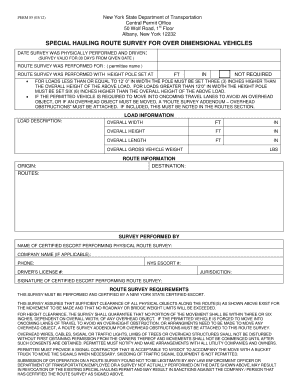 New York Special Hauling Route Survey Form