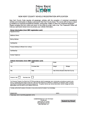 New Kent County Vehicle Registration Application