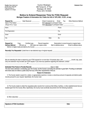 Michigan FOIA Request Extension Notice