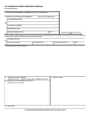 UCC Financing Statement Amendment Addendum