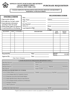 Oswego County Purchase Requisition