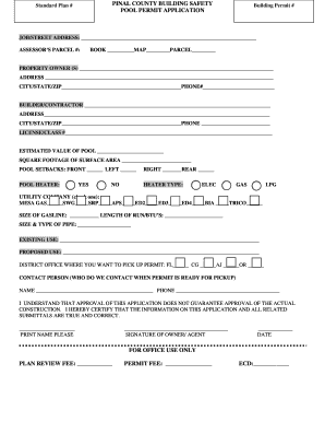 Pinal County Pool Permit Application