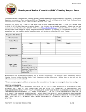 Site expenses format - Development Review Committee DRC Meeting Request Form - ci tomball tx