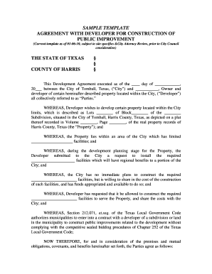 SAMPLE TEMPLATE AGREEMENT WITH DEVELOPER FOR CONSTRUCTION