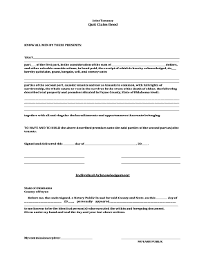 Joint Tenancy Quit Claim Deed