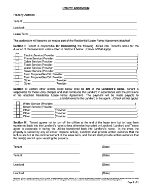 Utility Addendum to Residential Lease