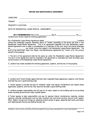 Repair and Maintenance Agreement