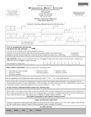 Minnesota Merit System Application Form