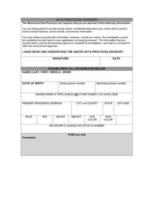 Minnesota Data Practices Advisory Form