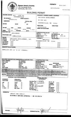 Queen Anne County Building Permit