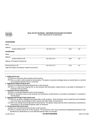 Real Estate Transfer Groundwater Hazard Statement