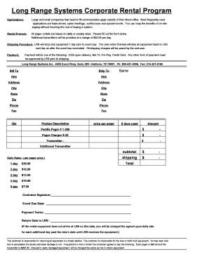 Corporate Pager Rental Agreement