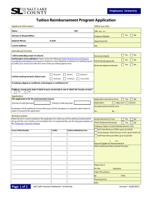 Salt Lake County Employees' University Tuition Reimbursement Program Application