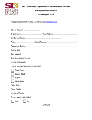 Salt Lake County Print Request Form
