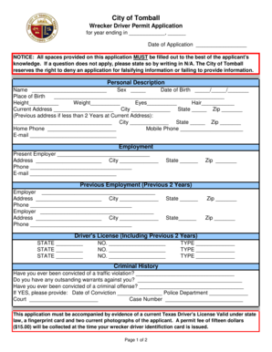 Affidavit of loss template - Revised Wrecker Application - Feb 06 2009xls - ci tomball tx