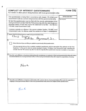 Conflict of Interest Questionnaire Form CIA