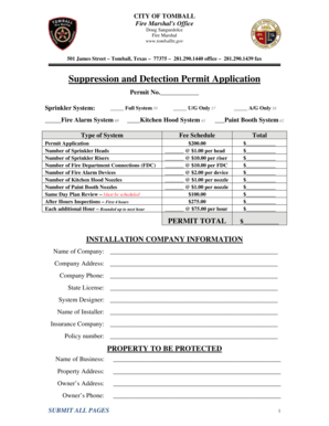 Home inspection checklist - Suppression and Detection Permit Application - 2013 - ci tomball tx