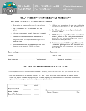 Sample email for partnership proposal - ORAN WHITE CIVIC CENTER RENTAL AGREEMENT - tooltexas