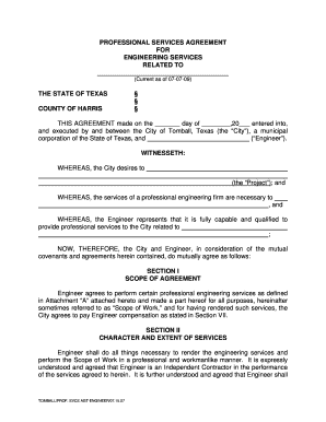 Apa format - PROFESSIONAL SERVICES AGREEMENT FOR ENGINEERING SERVICES - ci tomball tx