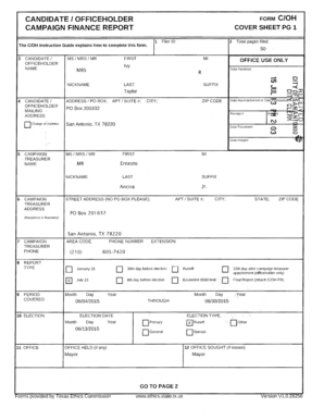 Diet prescription format - CANDIDATE I OFFICEHOLDER CAMPAIGN FINANCE REPORT FORM COVER SHEET PG 1 1 The C/OH Instruction Guide explains how to complete this form - sanantonio