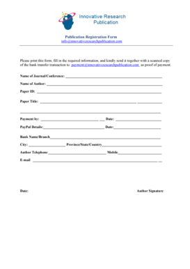 Publication Registration Form
