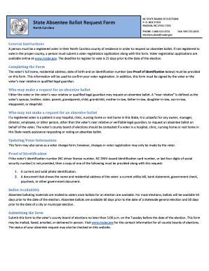 North Carolina State Absentee Ballot Request Form