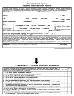 Texas ucw flow chart - Vaccine Administration Record - Shawano County Wisconsin - co shawano wi