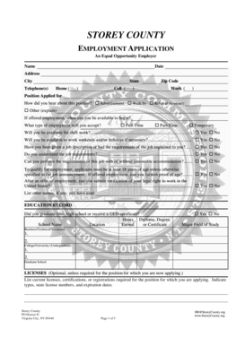 Storey County Employment Application