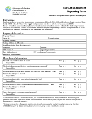 SSTS Abandonment Reporting Form