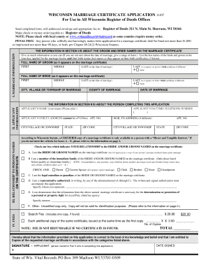 Wisconsin Marriage Certificate Application