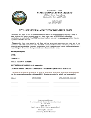 New York Civil Service Exam Cross-Filer Form